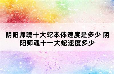 阴阳师魂十大蛇本体速度是多少 阴阳师魂十一大蛇速度多少